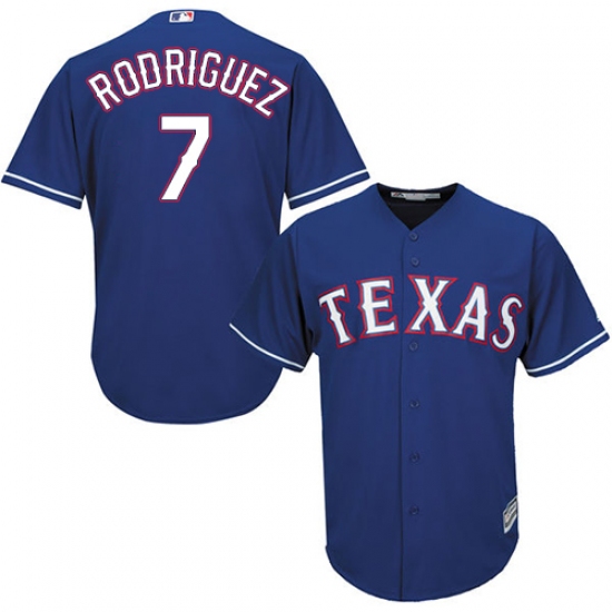 Youth Majestic Texas Rangers 7 Ivan Rodriguez Authentic Royal Blue Alternate 2 Cool Base MLB Jersey