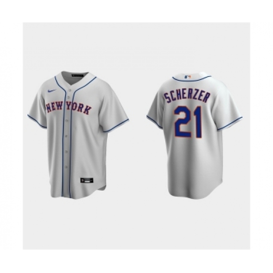 Men's New York Mets 21 Max Scherzer Gray Cool Base Stitched Baseball Jersey