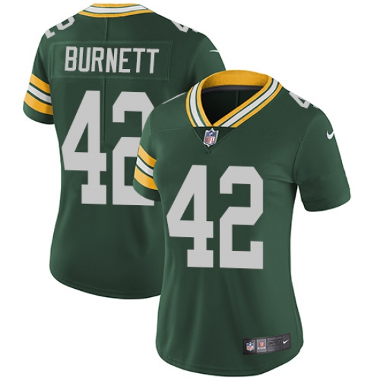 Women's Nike Green Bay Packers 42 Morgan Burnett Elite Green Team Color NFL Jersey