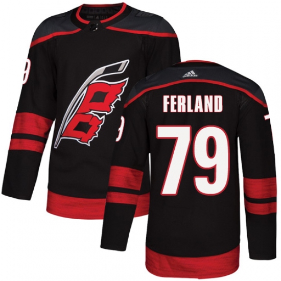 Men's Adidas Carolina Hurricanes 79 Michael Ferland Black Alternate Authentic Stitched NHL Jersey