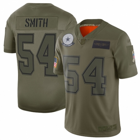 Youth Dallas Cowboys 54 Jaylon Smith Limited Camo 2019 Salute to Service Football Jersey