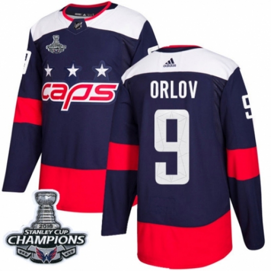 Youth Adidas Washington Capitals 9 Dmitry Orlov Authentic Navy Blue 2018 Stadium Series 2018 Stanley Cup Final Champions NHL Jersey