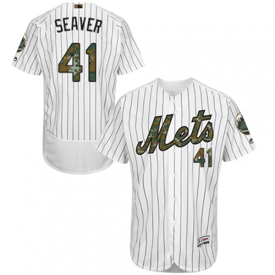 Men's Majestic New York Mets 41 Tom Seaver Authentic White 2016 Memorial Day Fashion Flex Base MLB Jersey