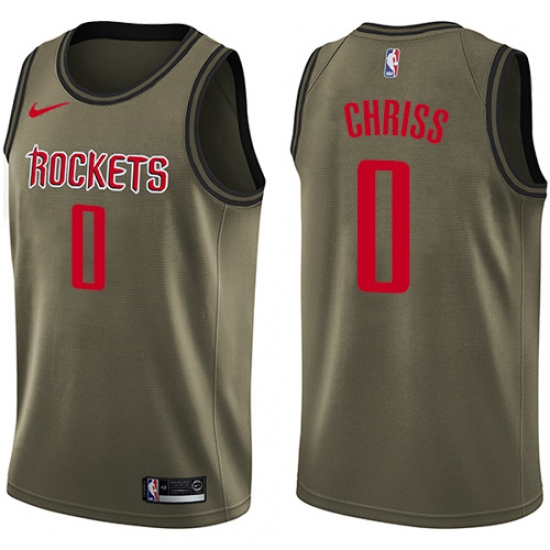 Youth Nike Houston Rockets 0 Marquese Chriss Swingman Green Salute to Service NBA Jersey