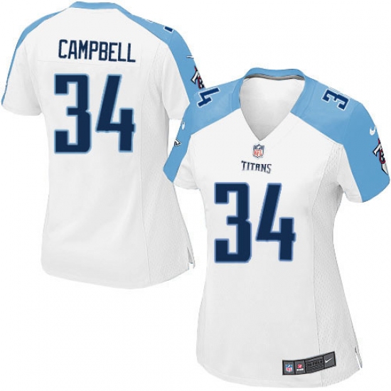 Women's Nike Tennessee Titans 34 Earl Campbell Game White NFL Jersey