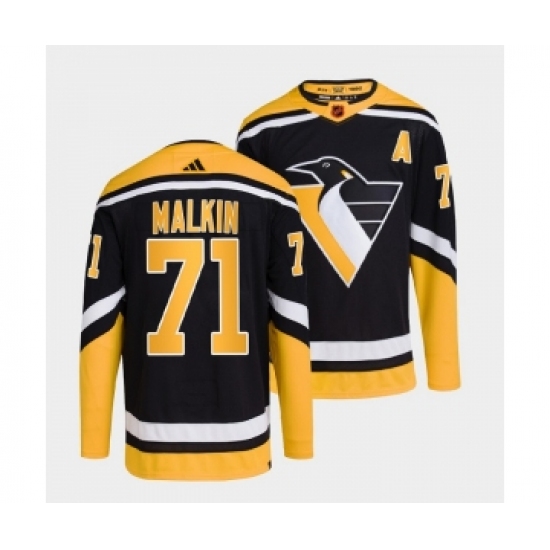 Men's Pittsburgh Penguins 71 Evgeni Malkin Black 2022-23 Reverse Retro Stitched Jersey