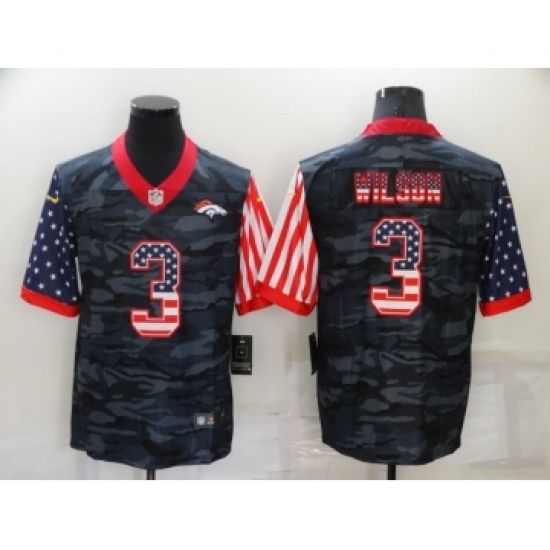 Men's Denver Broncos 3 Russell Wilson Camo Salute To Serve USA Flag Limited Jersey