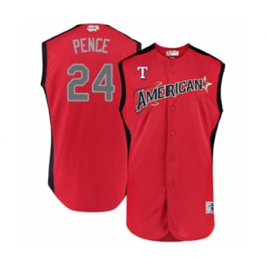 Men's Texas Rangers 24 Hunter Pence Authentic Red American League 2019 Baseball All-Star Jersey