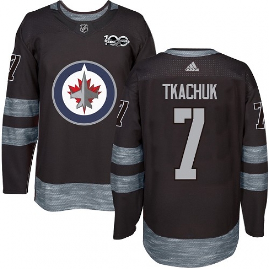 Men's Adidas Winnipeg Jets 7 Keith Tkachuk Premier Black 1917-2017 100th Anniversary NHL Jersey