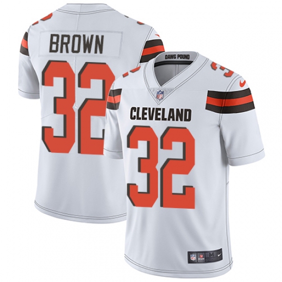 Men's Nike Cleveland Browns 32 Jim Brown White Vapor Untouchable Limited Player NFL Jersey