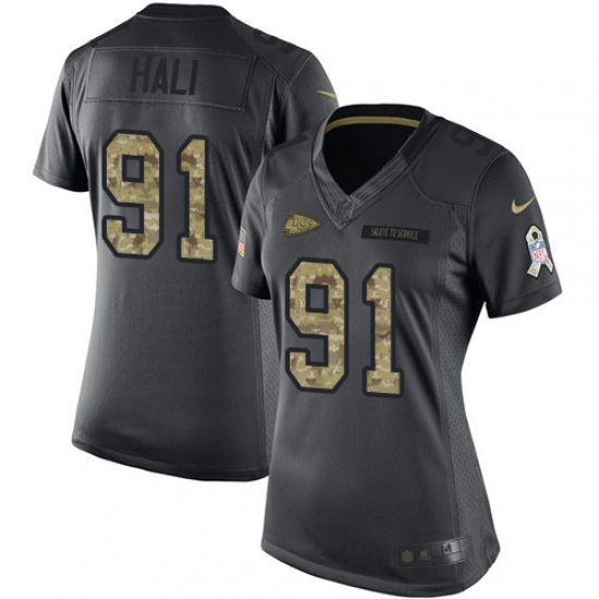 Women's Nike Kansas City Chiefs 91 Tamba Hali Limited Black 2016 Salute to Service NFL Jersey