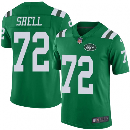 Men's Nike New York Jets 72 Brandon Shell Elite Green Rush Vapor Untouchable NFL Jersey