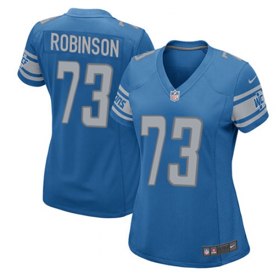 Women's Nike Detroit Lions 73 Greg Robinson Game Light Blue Team Color NFL Jersey