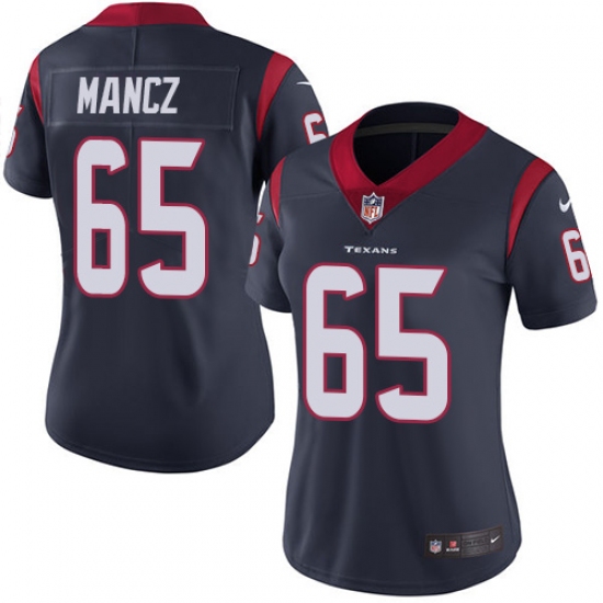 Women's Nike Houston Texans 65 Greg Mancz Elite Navy Blue Team Color NFL Jersey