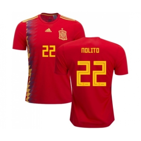 Spain 22 Nolito Home Soccer Country Jersey