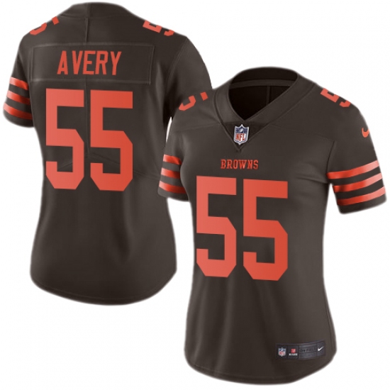 Women's Nike Cleveland Browns 55 Genard Avery Limited Brown Rush Vapor Untouchable NFL Jersey