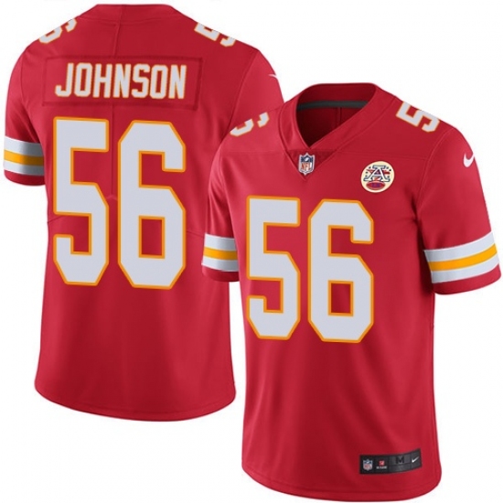 Youth Nike Kansas City Chiefs 56 Derrick Johnson Red Team Color Vapor Untouchable Limited Player NFL Jersey