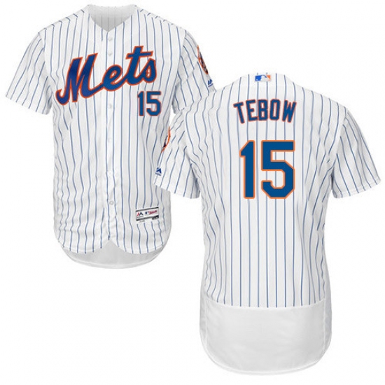 Men's Majestic New York Mets 15 Tim Tebow White Flexbase Authentic Collection MLB Jersey