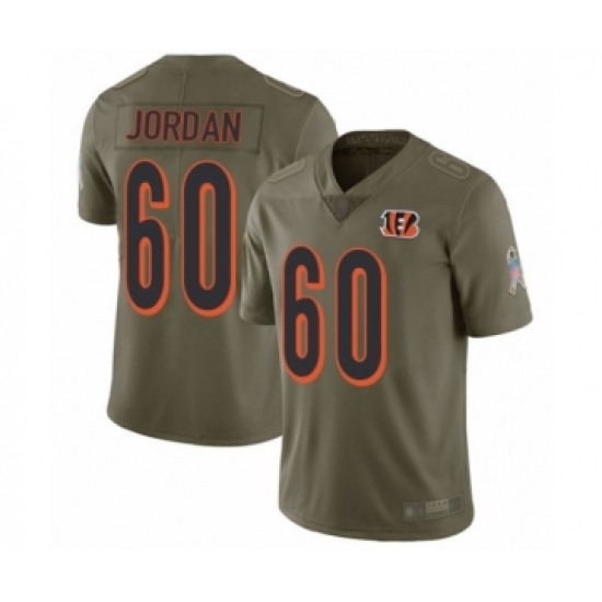 Men's Cincinnati Bengals 60 Michael Jordan Limited Olive 2017 Salute to Service Football Jersey