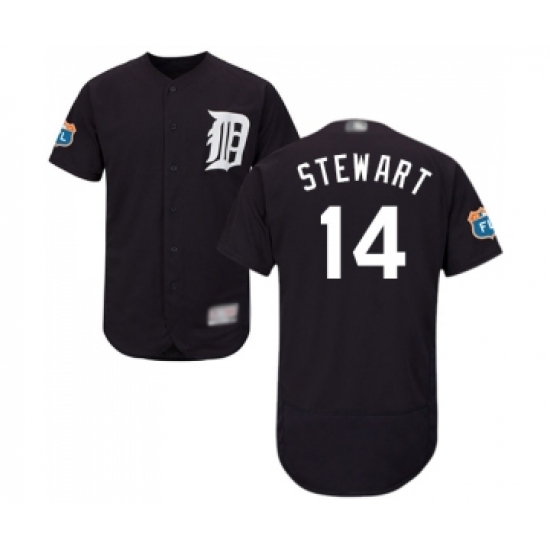 Men's Detroit Tigers 14 Christin Stewart Navy Blue Alternate Flex Base Authentic Collection Baseball Jersey