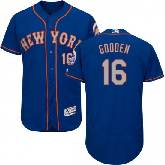 Men's Majestic New York Mets 16 Dwight Gooden Royal/Gray Alternate Flex Base Authentic Collection MLB Jersey