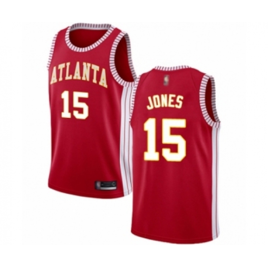 Men's Atlanta Hawks 15 Damian Jones Authentic Red Basketball Jersey Statement Edition