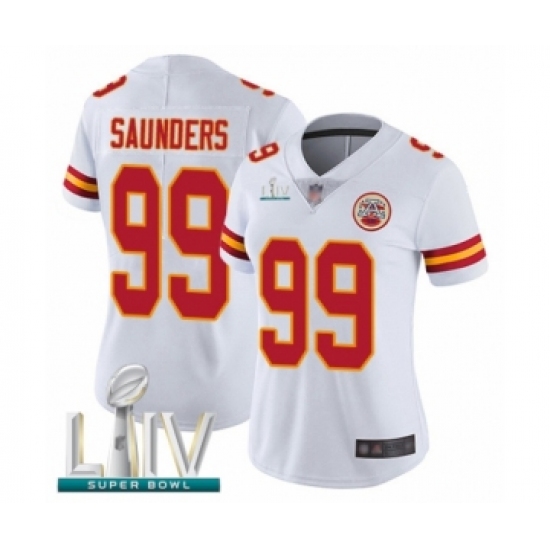 Women's Kansas City Chiefs 99 Khalen Saunders White Vapor Untouchable Limited Player Super Bowl LIV Bound Football Jersey