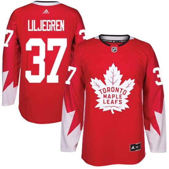 Youth Adidas Toronto Maple Leafs 37 Timothy Liljegren Authentic Red Alternate NHL Jersey