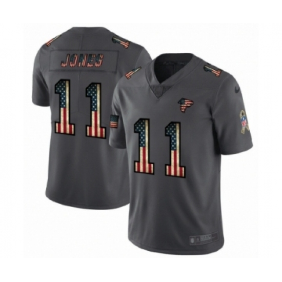 Men's Atlanta Falcons 11 Julio Jones Limited Black USA Flag 2019 Salute To Service Football Jersey