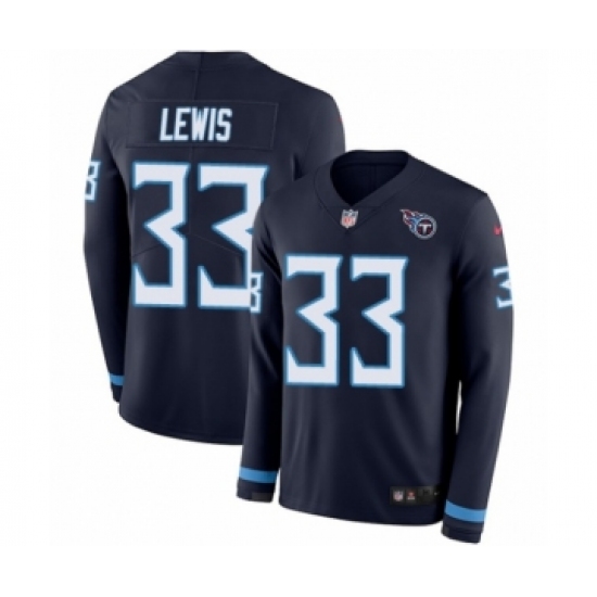 Men's Nike Tennessee Titans 33 Dion Lewis Limited Navy Blue Therma Long Sleeve NFL Jersey