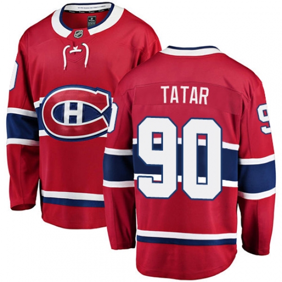 Youth Montreal Canadiens 90 Tomas Tatar Authentic Red Home Fanatics Branded Breakaway NHL Jersey