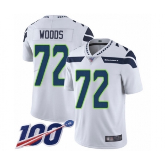 Youth Seattle Seahawks 72 Al Woods White Vapor Untouchable Limited Player 100th Season Football Jersey