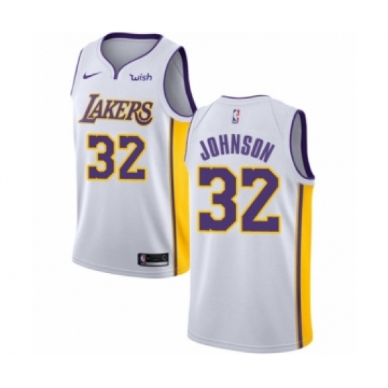 Women's Los Angeles Lakers 32 Magic Johnson Authentic White Basketball Jersey - Association Edition