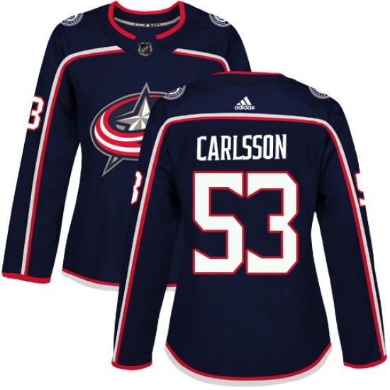 Women's Adidas Columbus Blue Jackets 53 Gabriel Carlsson Premier Navy Blue Home NHL Jersey