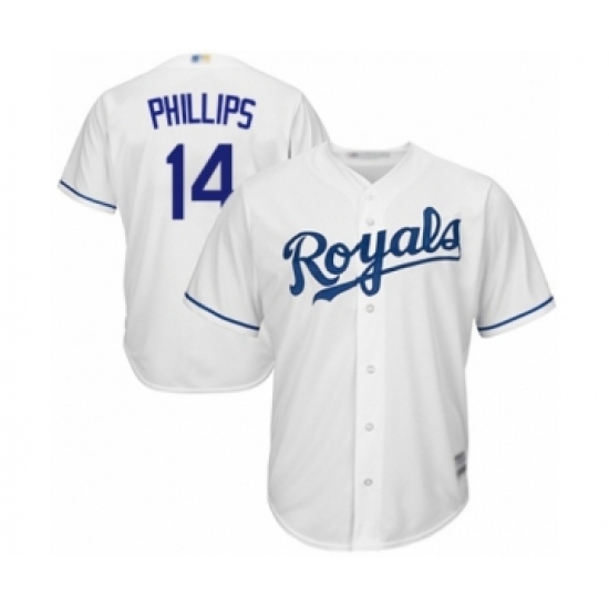 Youth Kansas City Royals 14 Brett Phillips Authentic White Home Cool Base Baseball Player Jersey