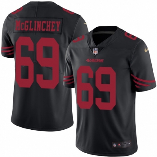 Men's Nike San Francisco 49ers 69 Mike McGlinchey Limited Black Rush Vapor Untouchable NFL Jersey