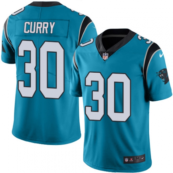 Men's Nike Carolina Panthers 30 Stephen Curry Blue Alternate Vapor Untouchable Limited Player NFL Jersey