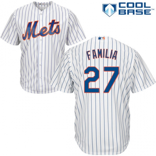 Men's Majestic New York Mets 27 Jeurys Familia Replica White Home Cool Base MLB Jersey