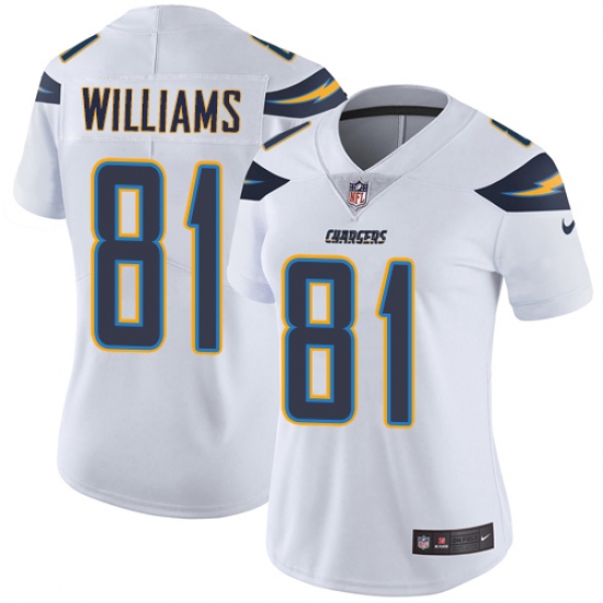 Women's Nike Los Angeles Chargers 81 Mike Williams White Vapor Untouchable Limited Player NFL Jersey