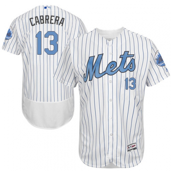 Men's Majestic New York Mets 13 Asdrubal Cabrera Authentic White 2016 Father's Day Fashion Flex Base MLB Jersey