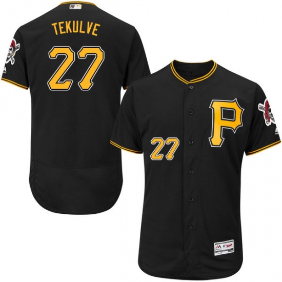 Men's Majestic Pittsburgh Pirates 27 Kent Tekulve Black Alternate Flex Base Authentic Collection MLB Jersey