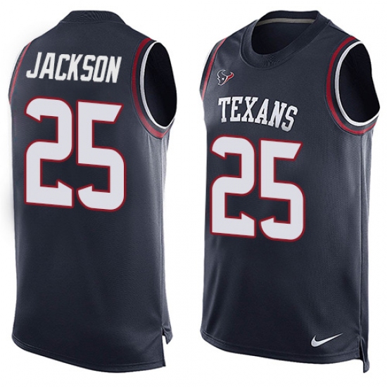 Men's Nike Houston Texans 25 Kareem Jackson Limited Navy Blue Player Name & Number Tank Top NFL Jersey