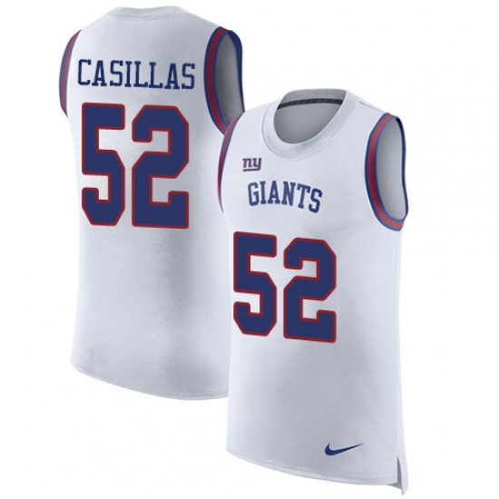 Men's Nike New York Giants 52 Jonathan Casillas Limited White Rush Player Name & Number Tank Top NFL Jersey