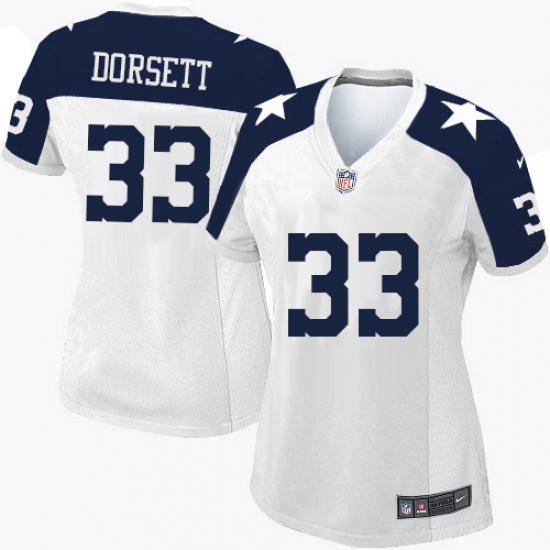 Women's Nike Dallas Cowboys 33 Tony Dorsett Limited White Throwback Alternate NFL Jersey