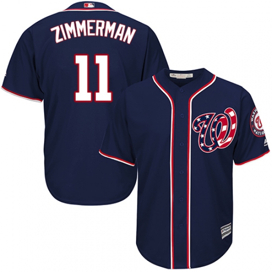 Men's Majestic Washington Nationals 11 Ryan Zimmerman Replica Navy Blue Alternate 2 Cool Base MLB Jersey