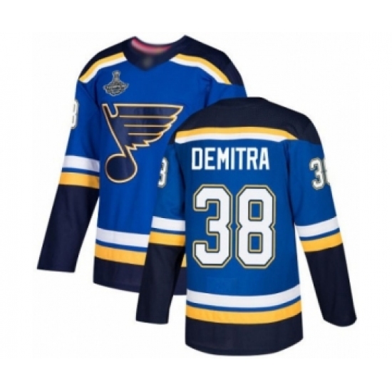 Youth St. Louis Blues 38 Pavol Demitra Authentic Royal Blue Home 2019 Stanley Cup Champions Hockey Jersey