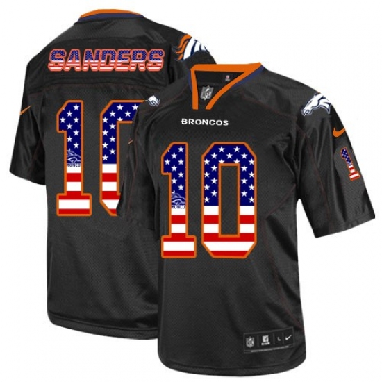 Men's Nike Denver Broncos 10 Emmanuel Sanders Elite Black USA Flag Fashion NFL Jersey