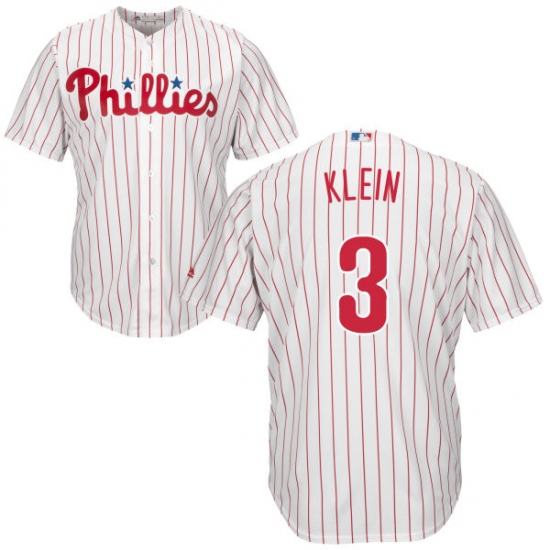 Men's Majestic Philadelphia Phillies 3 Chuck Klein Replica White/Red Strip Home Cool Base MLB Jersey