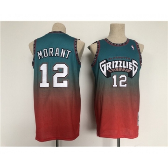 Men's Memphis Grizzlies 12 Ja Morant Teal Red Throwback Stitched Jersey