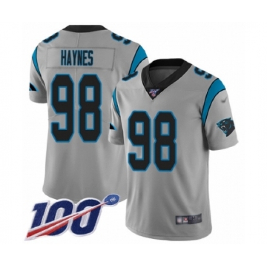 Youth Carolina Panthers 98 Marquis Haynes Silver Inverted Legend Limited 100th Season Football Jersey